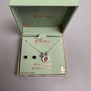 Disney Silver Plated Necklace and Earring Gift Set Ruby Red‎ Some days..sparkle